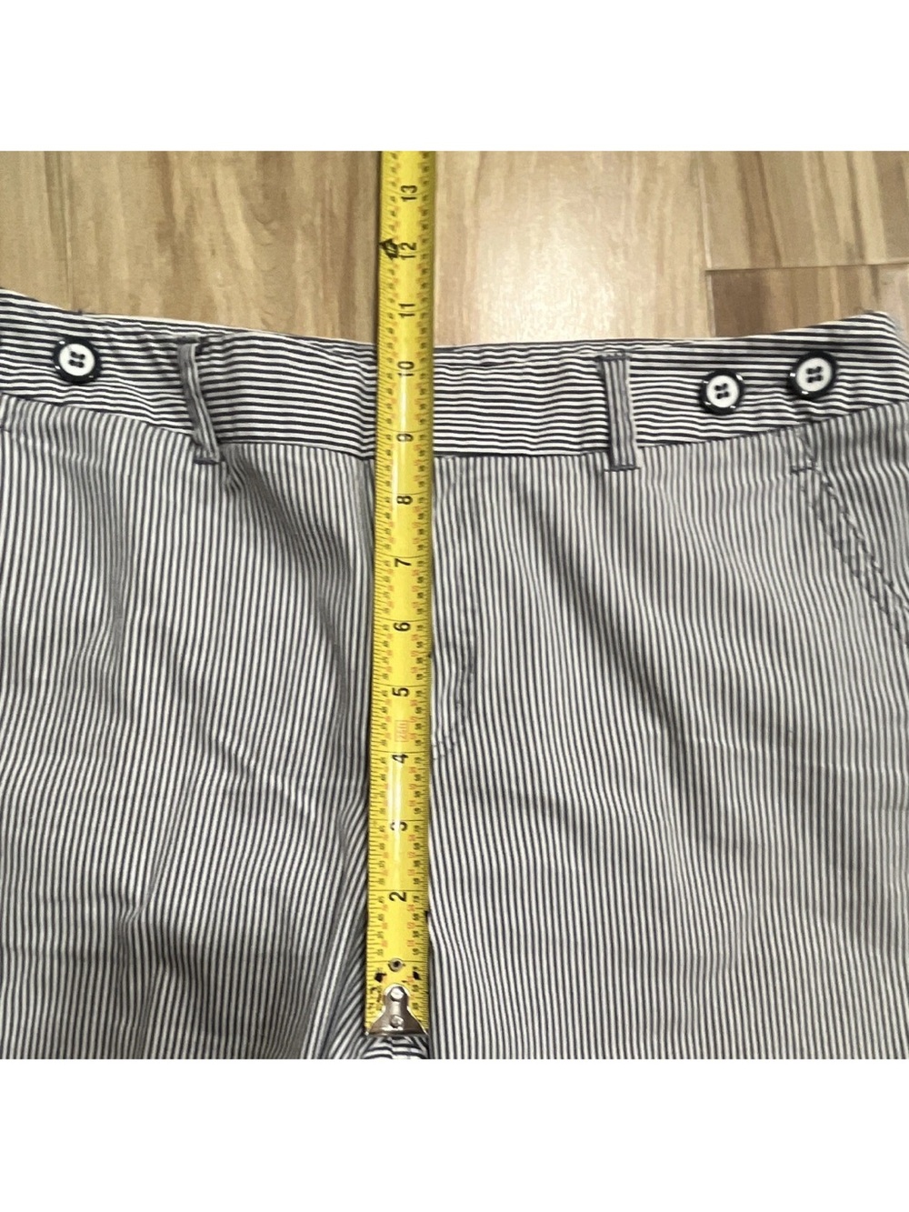 Grace Women's Blue White Pinstriped Ankle Pants - Picture 8 of 13